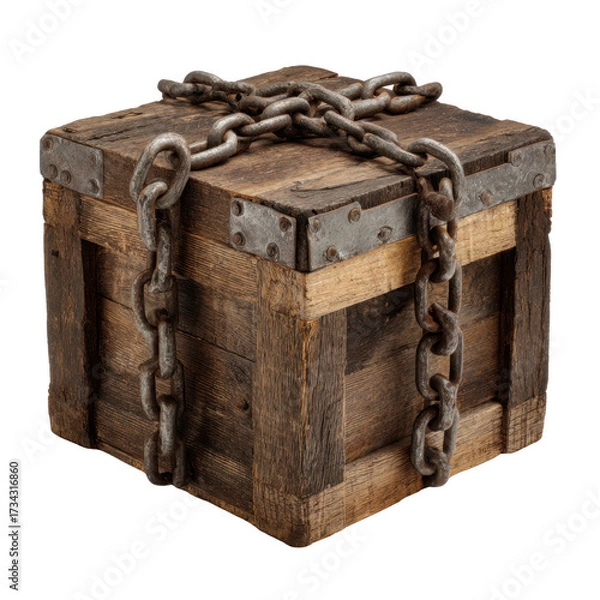 Fototapeta Wooden Crate with Chain Lock