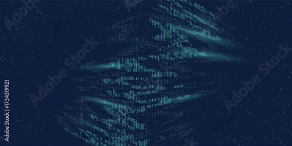 Fototapeta Abstract background algorithm binary programming code on virtual cube. Concept digital data technology. Vector illustration.
