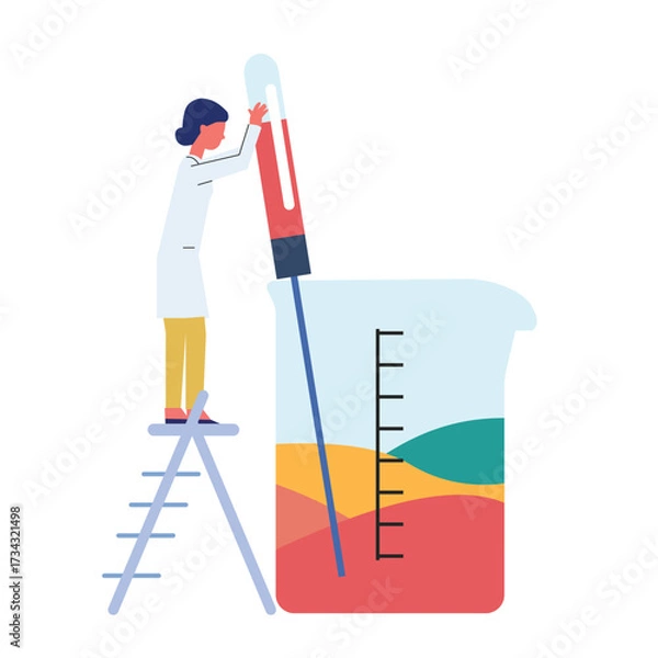 Obraz Laboratory Worker mixing chemicals in laboratory glass. Stock Illustration