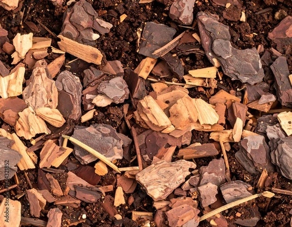 Obraz Wood chips and soil texture