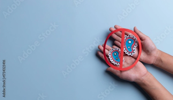 Fototapeta Protecting Hands from Germs: Stop Virus and Bacteria Concept