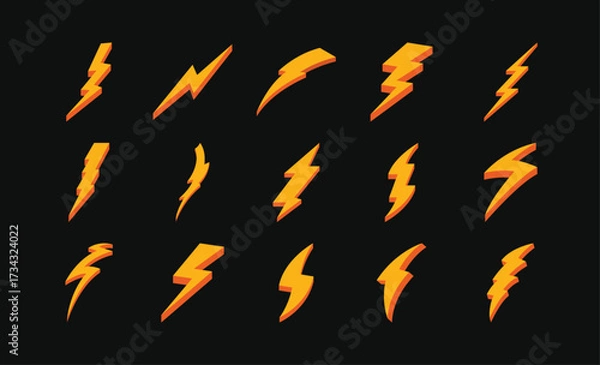 Obraz Stylized 3D Lightning Bolt Graphic Pack