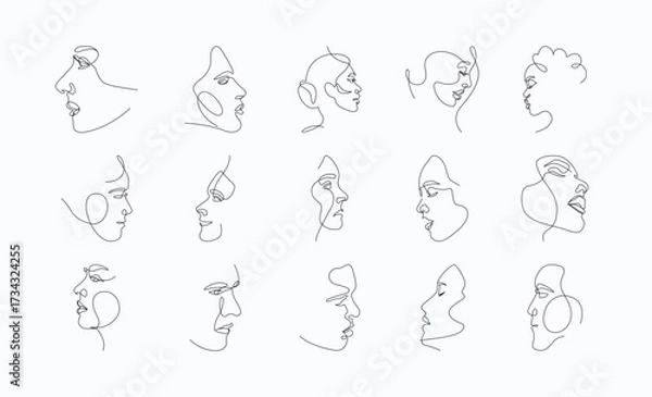 Obraz Abstract Continuous Face Line Art Graphic Pack