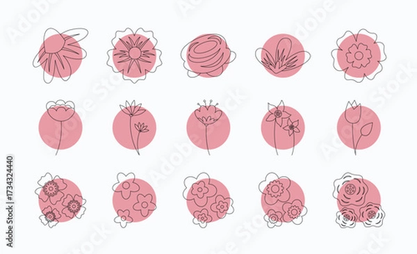 Obraz Abstract Circled Flower Line Art Graphic Pack