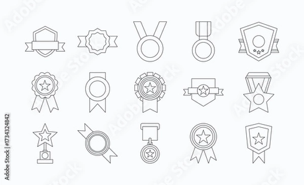 Obraz Flat Achievement and Awarding Linear Graphic Pack