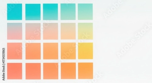 Fototapeta Colorful gradient squares on white background