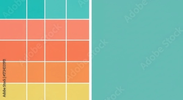 Fototapeta Colorful gradient squares on a teal background