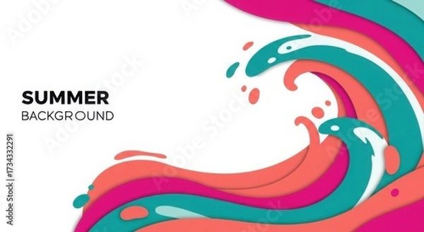 Fototapeta Summer abstract background with colorful waves