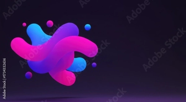 Fototapeta Abstract shapes in vibrant colors against dark background