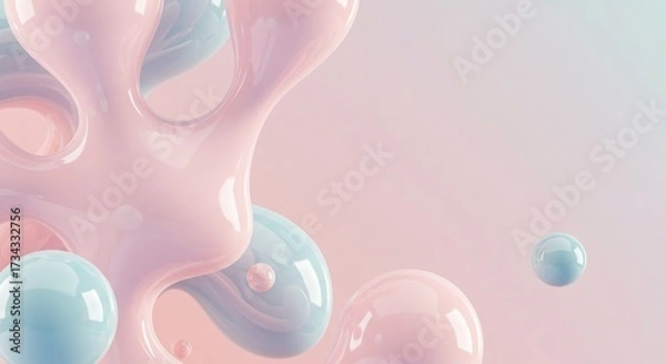 Fototapeta Abstract liquid shapes in pastel colors on soft background