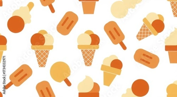 Fototapeta Colorful ice cream patterns on white background
