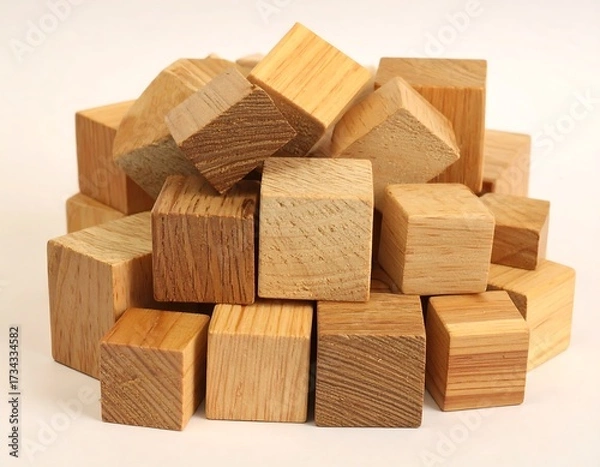 Obraz Wooden building blocks in a pile