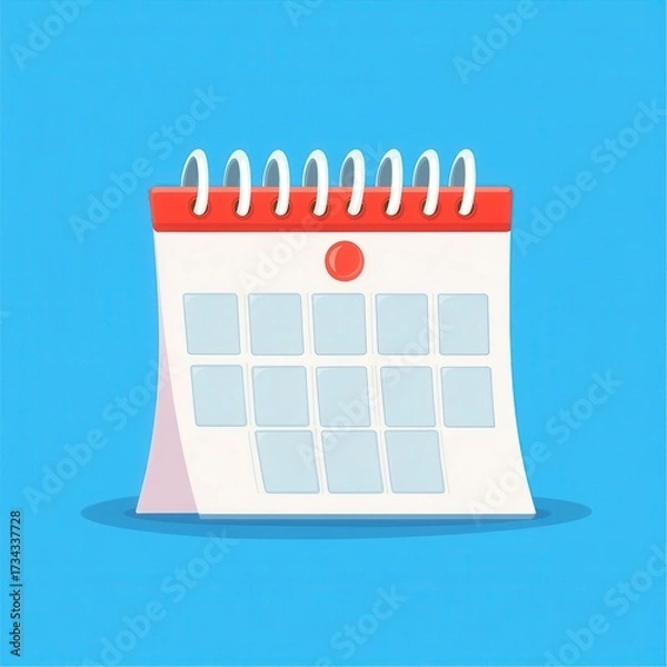 Fototapeta Flat Illustration of a Desk Calendar with Red Details on Blue Background