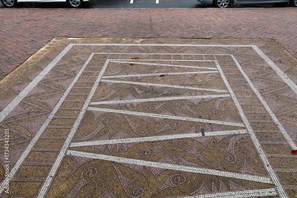 Obraz Sidewalk tile patterns in Kuching city, Sarawak, Malaysia.