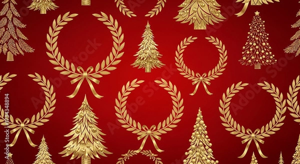 Fototapeta seamless pattern with golden ornament