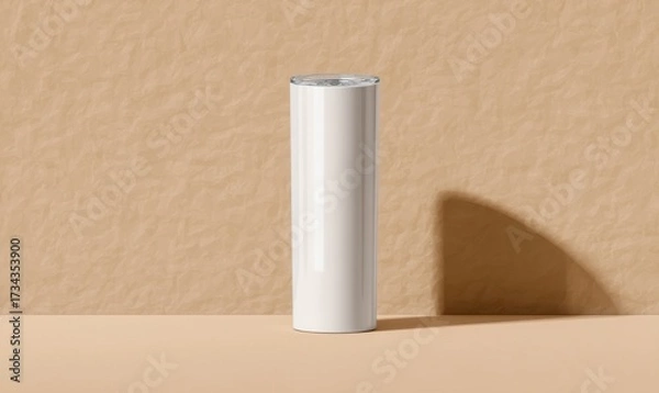 Fototapeta Minimalist White Vacuum Insulated Beverage Container on Simple Background