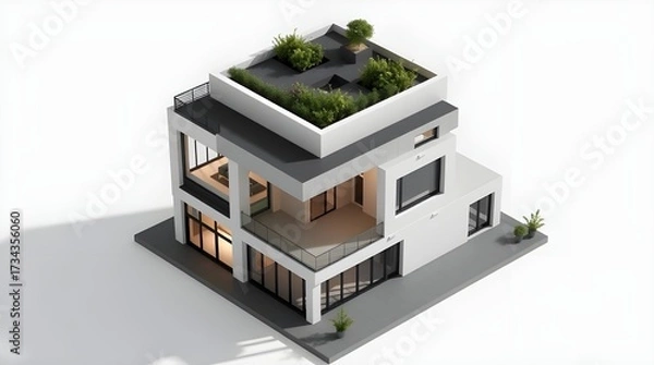 Fototapeta 3d render of a modern building