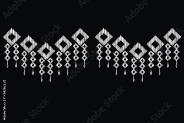 Fototapeta Ikat pattern traditional ethnic pattern ikat motif fabric pattern geometric style. Embroidery ethnic oriental black color background wallpaper. Abstract,vector,illustration.Texture,decor.