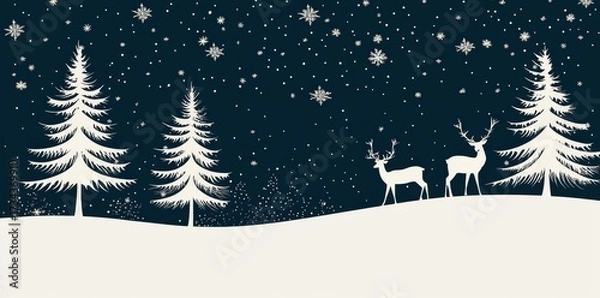 Fototapeta Serene snowy winter landscape with a soft border.