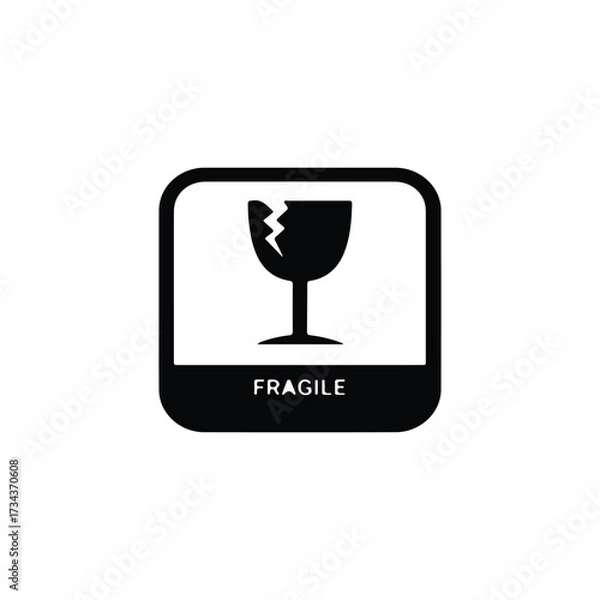 Fototapeta  fragile label icon vector design black