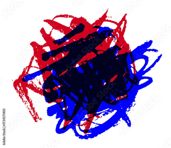 Fototapeta Abstract Artistic Representation of Mental Health Struggles with Chaotic Red and Blue Brush Strokes