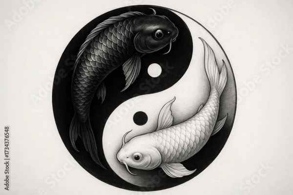 Fototapeta Yin Yang Koi Carp Symbol of Harmony