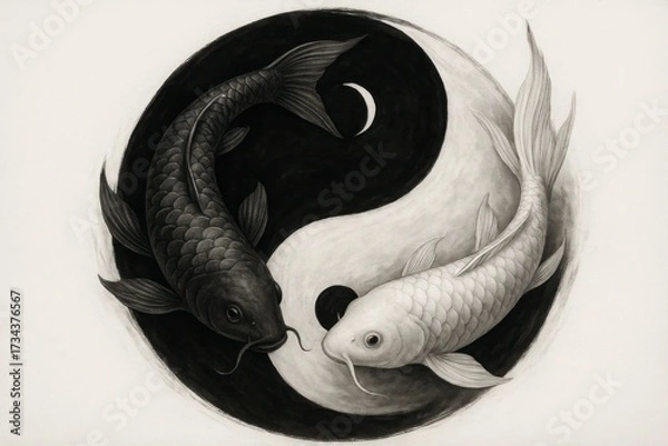 Fototapeta Yin Yang Koi Carp Symbol of Harmony