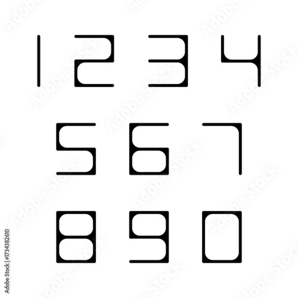 Fototapeta Set of numbers with black typography design elements