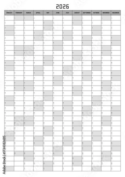 Obraz Calendar 2026 year planner template