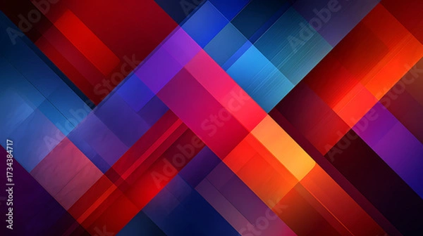 Fototapeta visual vibrant creates overlap red, blue, background hues dynamic dominate modern design purple shapes geometric abstract impact 91698604 1