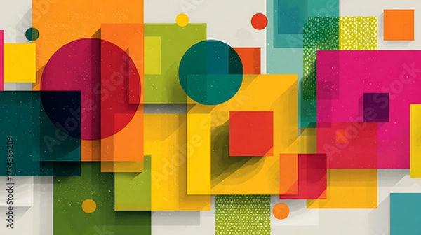 Fototapeta geometric abstract exploration further creating colorful vibrant background overlap, promotes shapes text 97247223 1