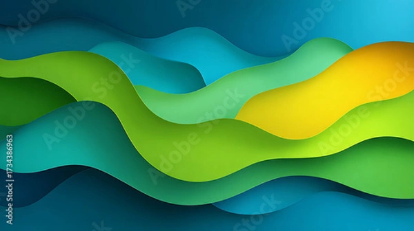 Fototapeta enhances yellow shapes fluid creating gradients vibrant overlap, background blue hues design green, modern abstract element 96242473 1