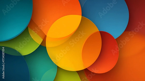 Fototapeta vibrant button shapes overlap, creating colorful text gradients more geometric read design, includes background promotes abstract 59469806 1