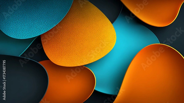 Fototapeta elegant smooth shapes, orange, blue gradients creates depth dark visual modern background abstract transitions, fluid design, composition 28091749 1