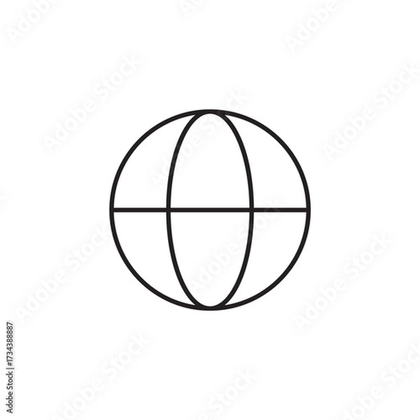 Obraz Global Earth Sphere Outline Icon for World Network