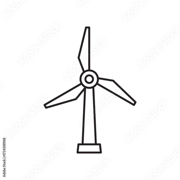 Obraz Wind Turbine Outline Icon for Renewable Green Energy