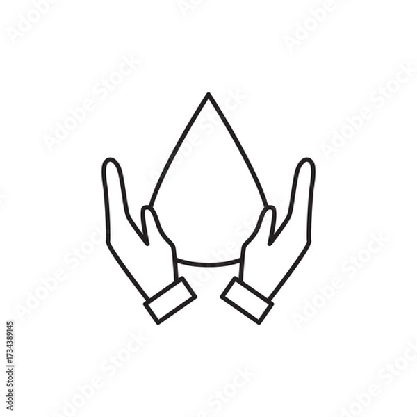 Obraz Hands Holding Water Drop Outline Icon Conservation