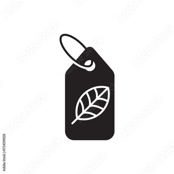 Obraz Eco Friendly Price Tag Solid Icon with Leaf Symbol