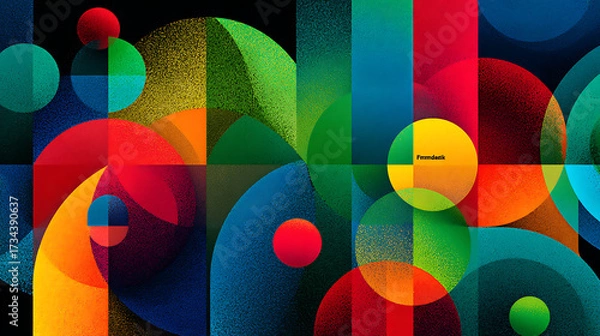 Fototapeta vibrant shapes background overlap, creating button geometric text abstract visible composition elements modern design present, dominate colorful 55661049 1