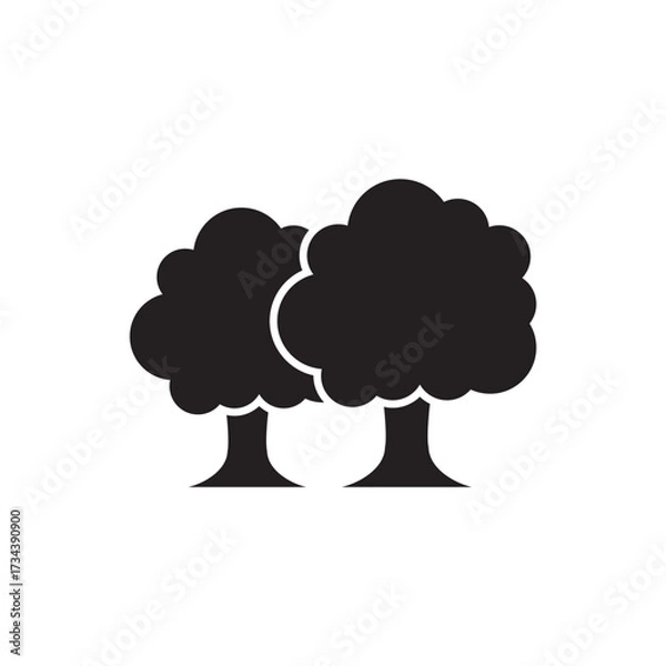 Obraz Set of Two Trees Solid Glyph Icon Forest Nature