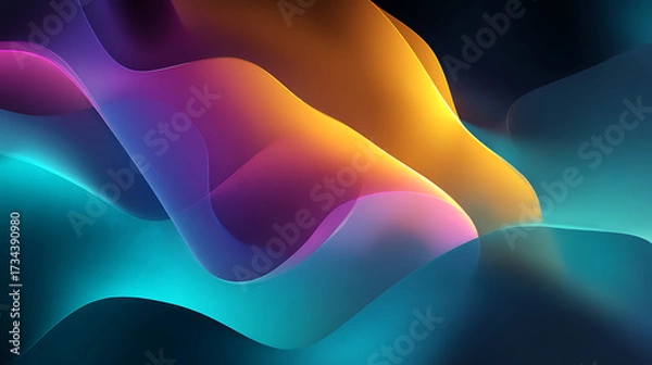 Fototapeta fluid shapes abstract overlap, dark background vibrant gradients on energy suggest transitions smooth color movement, creating 14048666 1