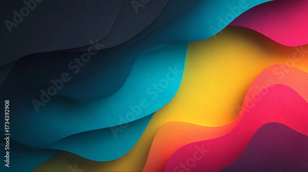 Fototapeta composition vibrant overlap, creating fluid features background modern design bright text, button shapes colors dominate gradient 15700867 1