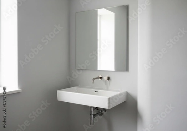Fototapeta Mirror and Sink in Corner Setup