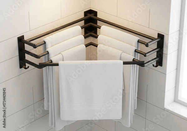 Fototapeta Corner Towel Rack with Neat Design