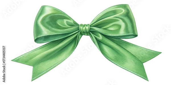 Fototapeta Green Satin Ribbon Bow Isolated on Transparent Background
Realistic Shiny Green Silk Ribbon Bow with Stitched Edges