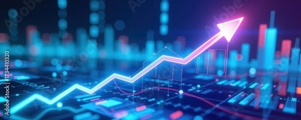 Fototapeta Futuristic Growth Trends in Business Development Corporate Industry Data Visualization Digital Background Environment