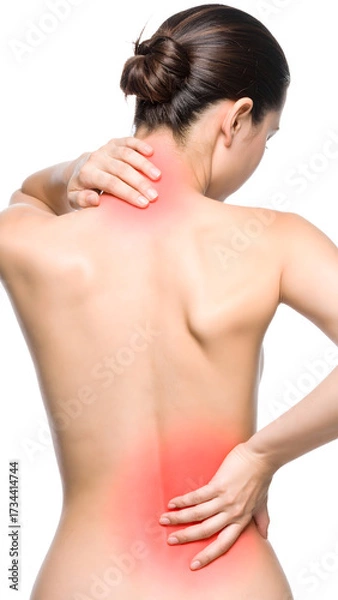Fototapeta Spine and Back Pain Illustration with Red Highlighted Areas
