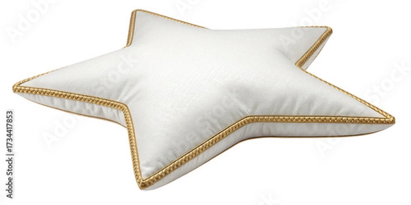 Obraz White Star Shaped Decorative Pillow with Golden Trim on Transparent Background
Luxurious Five-Point Star Cushion with Gold Edging Isolated PNG