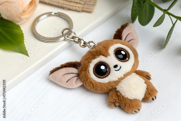 Fototapeta Cute Plush Owl Keychain Toy for Kids, Cozy Gift Accessory and Decorative Charm for Home Decor