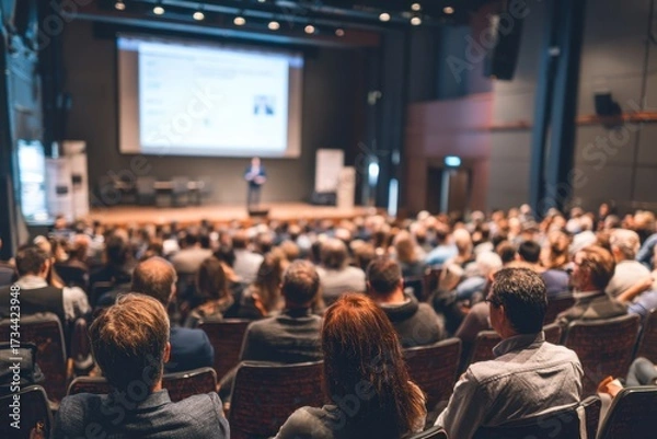 Obraz Engaging Conference Session in a Modern Hall With Attentive Audience